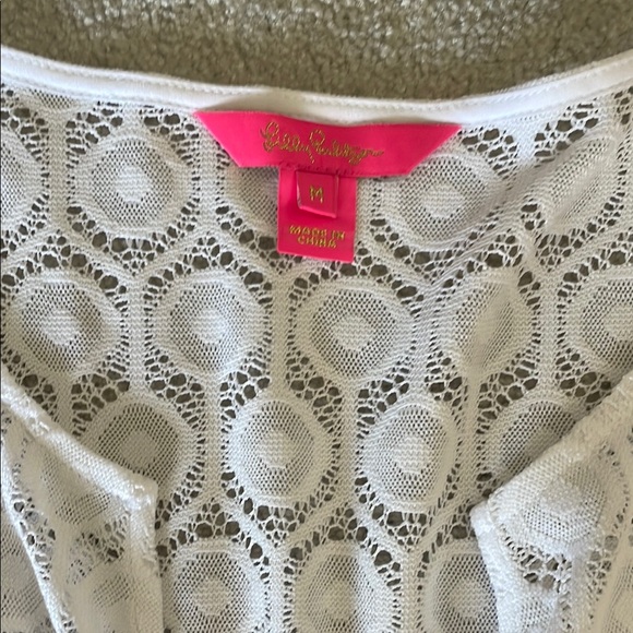 Lilly Pulitzer White Eyelet Lace Dress Size M - Swim Cover Up - Picture 2 of 7